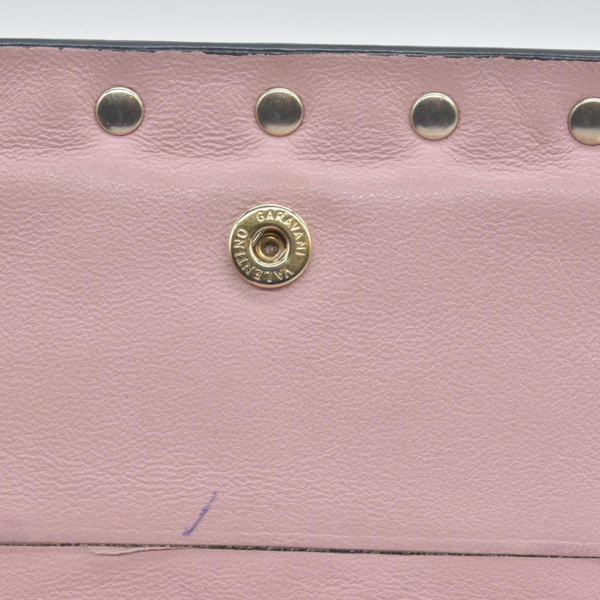 Valentino Poudre Leather Rockstud Zip-Around Compact Wallet