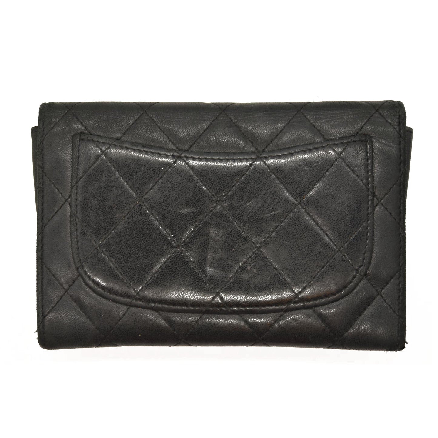 Chanel  Lambskin Quilted Large Flap Wallet Black 10954966