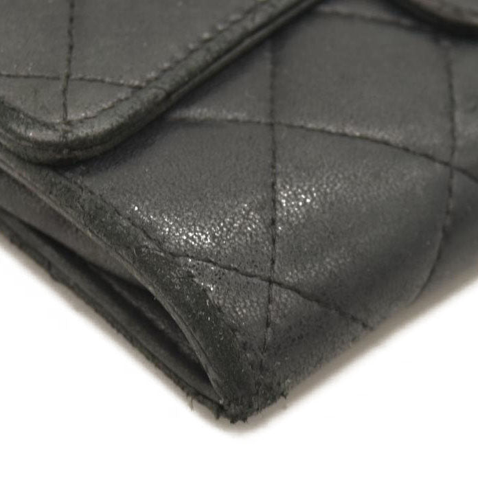 Chanel  Lambskin Quilted Large Flap Wallet Black 10954966