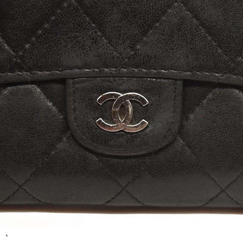 Chanel  Lambskin Quilted Large Flap Wallet Black 10954966