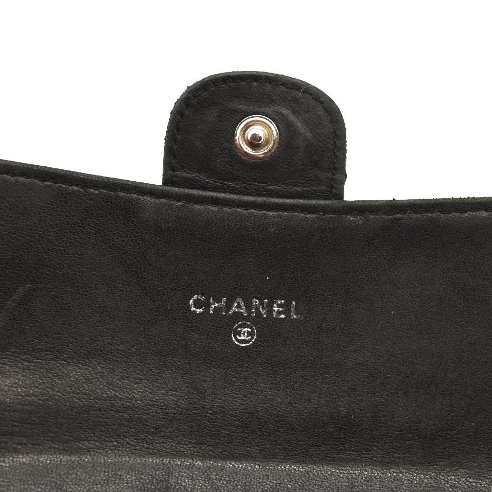 Chanel  Lambskin Quilted Large Flap Wallet Black 10954966