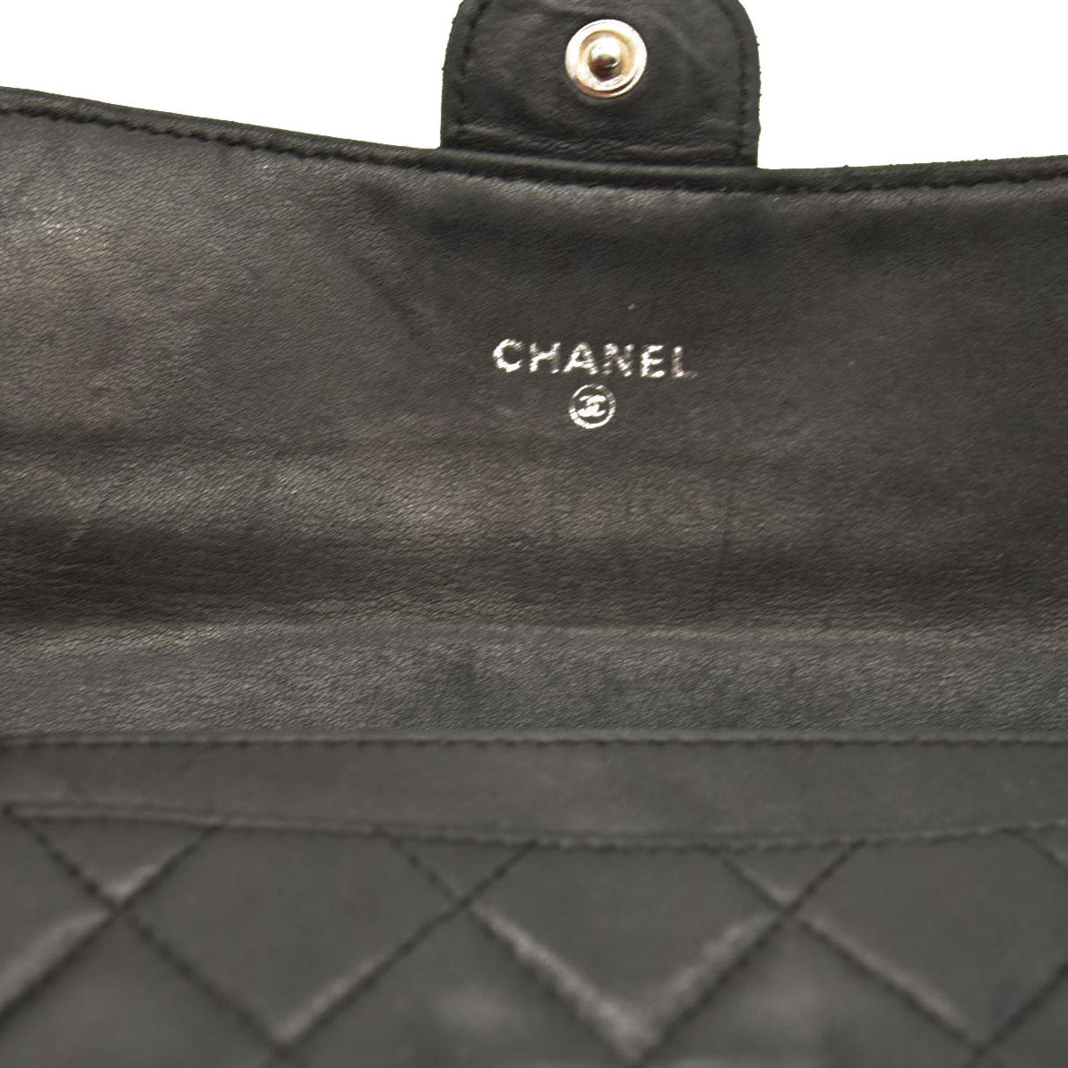 Chanel  Lambskin Quilted Large Flap Wallet Black 10954966