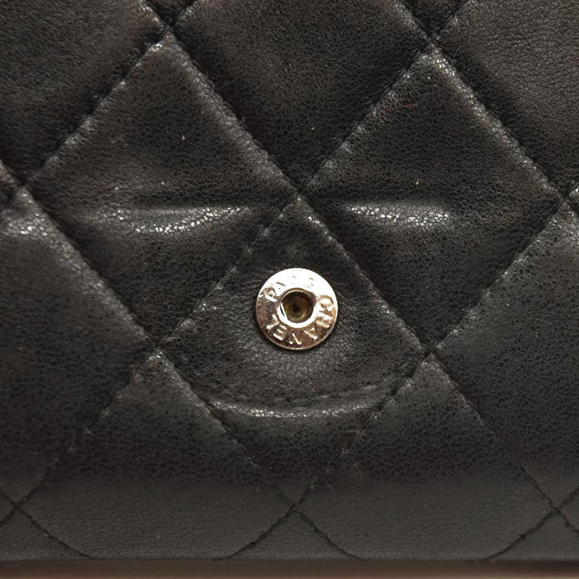 Chanel  Lambskin Quilted Large Flap Wallet Black 10954966