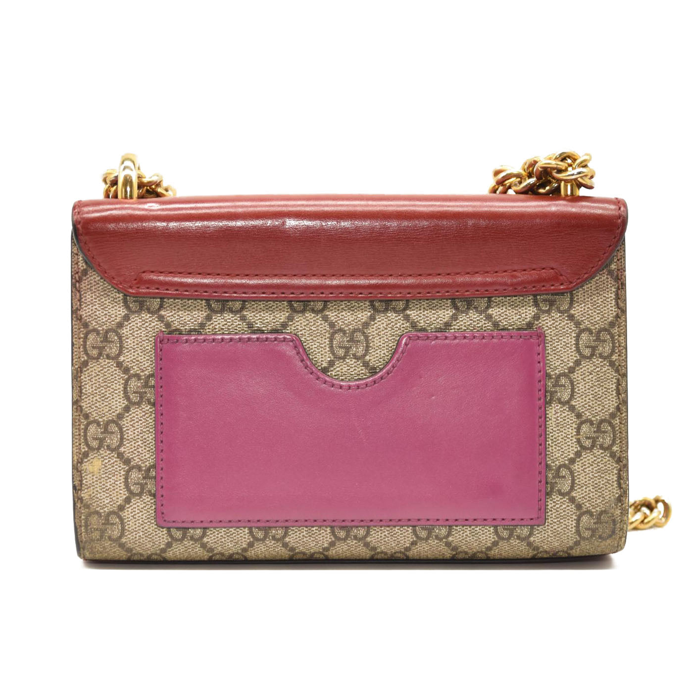 GUCCI GG Supreme Monogram Calfskin Small Padlock Shoulder Bag Beige Hibiscus Red New Rosette