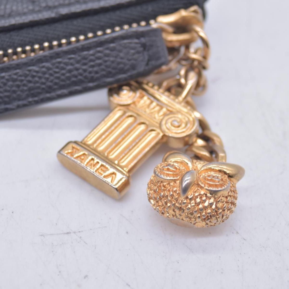 Chanel Caviar Chevron Quilted Small Ancient Greek Charms Cosmetic Case Black CONSIGNMENT
