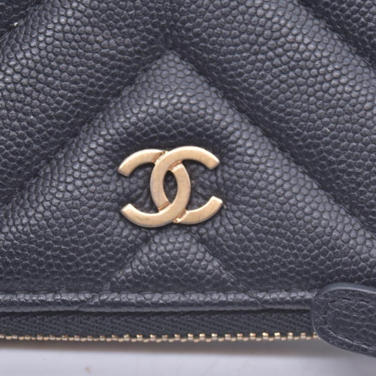 Chanel Caviar Chevron Quilted Small Ancient Greek Charms Cosmetic Case Black CONSIGNMENT
