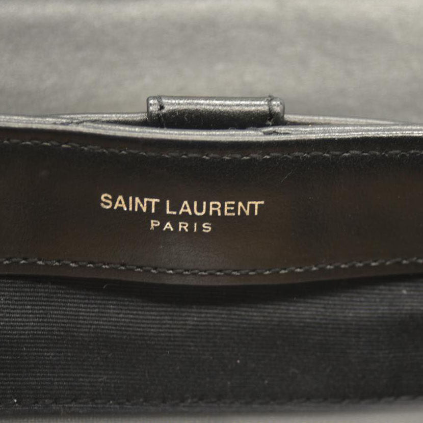 SAINT LAURENT Calfskin Y Quilted Monogram Small Loulou Backpack Black