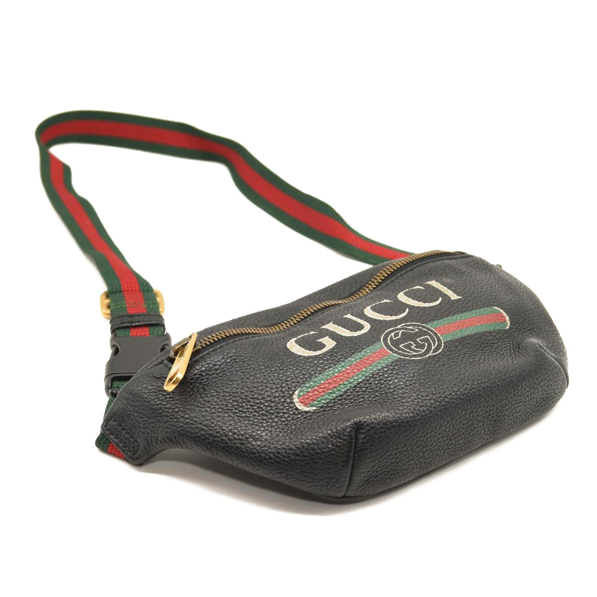 Gucci Grained Calfskin Small Logo Belt Bag Black