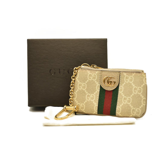 Gucci  GG Supreme Monogram Web Ophidia Key Case Beige Mystic White Oatmeal