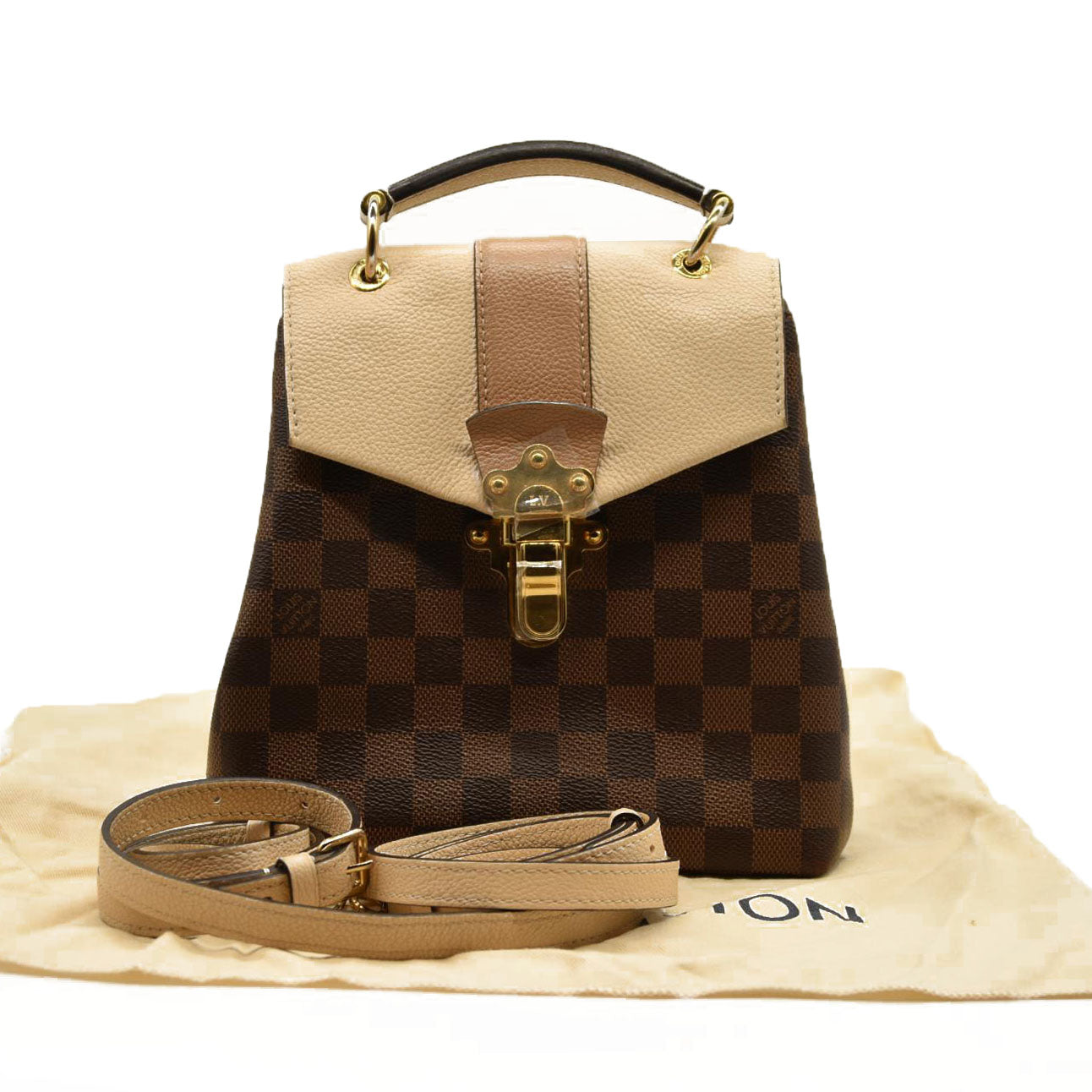 Louis Vuitton  Damier Ebene Clapton Backpack Creme