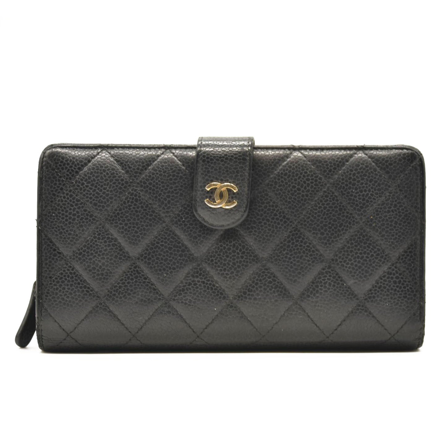 Chanel Caviar Stitched Long Wallet Black