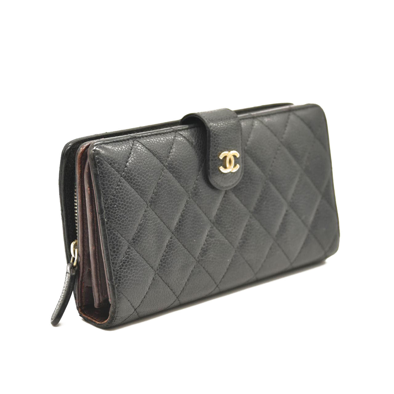 Chanel Caviar Stitched Long Wallet Black