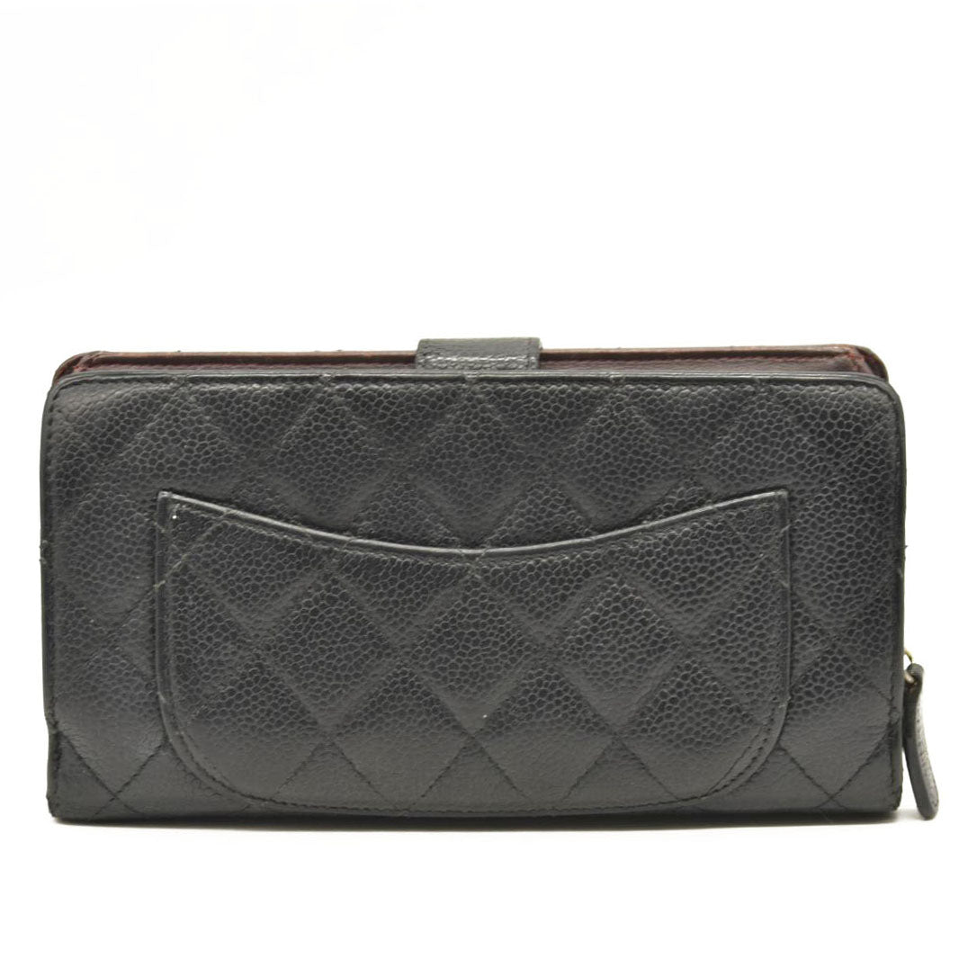 Chanel Caviar Stitched Long Wallet Black