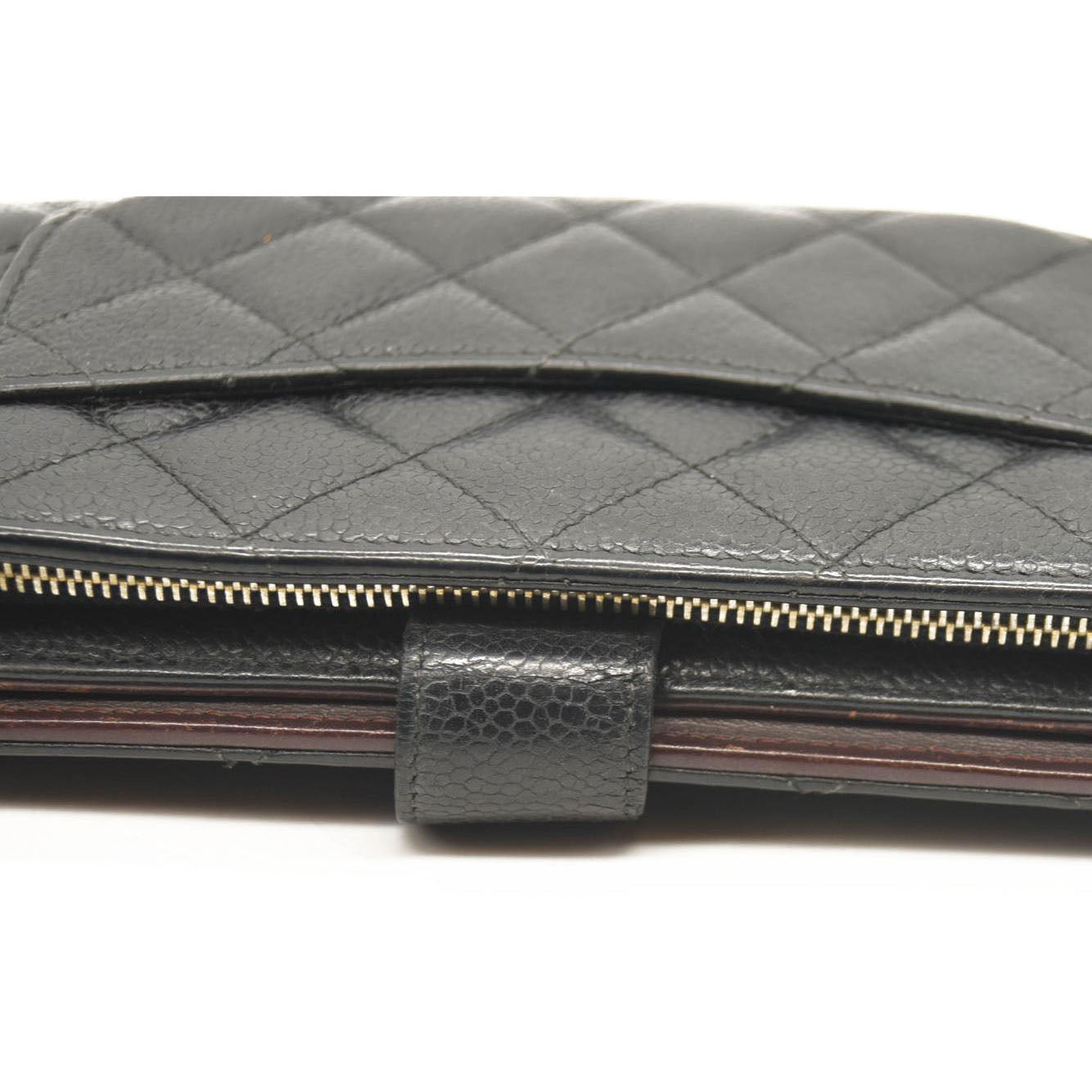 Chanel Caviar Stitched Long Wallet Black