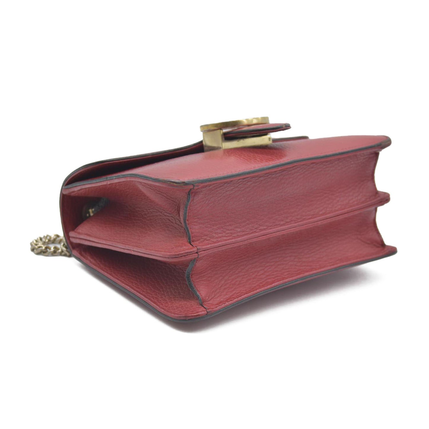 AUCTION $1550 Gucci  Dollar Calfskin Interlocking G Shoulder Bag Red