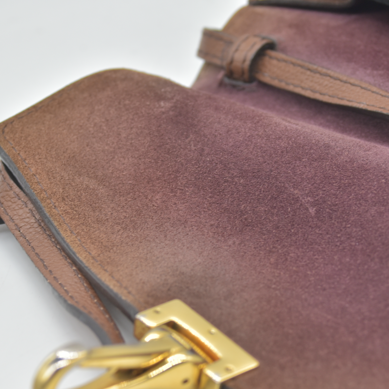 $1290 Burberry Derby Calfskin House Check Small Macken Crossbody Bag Tan