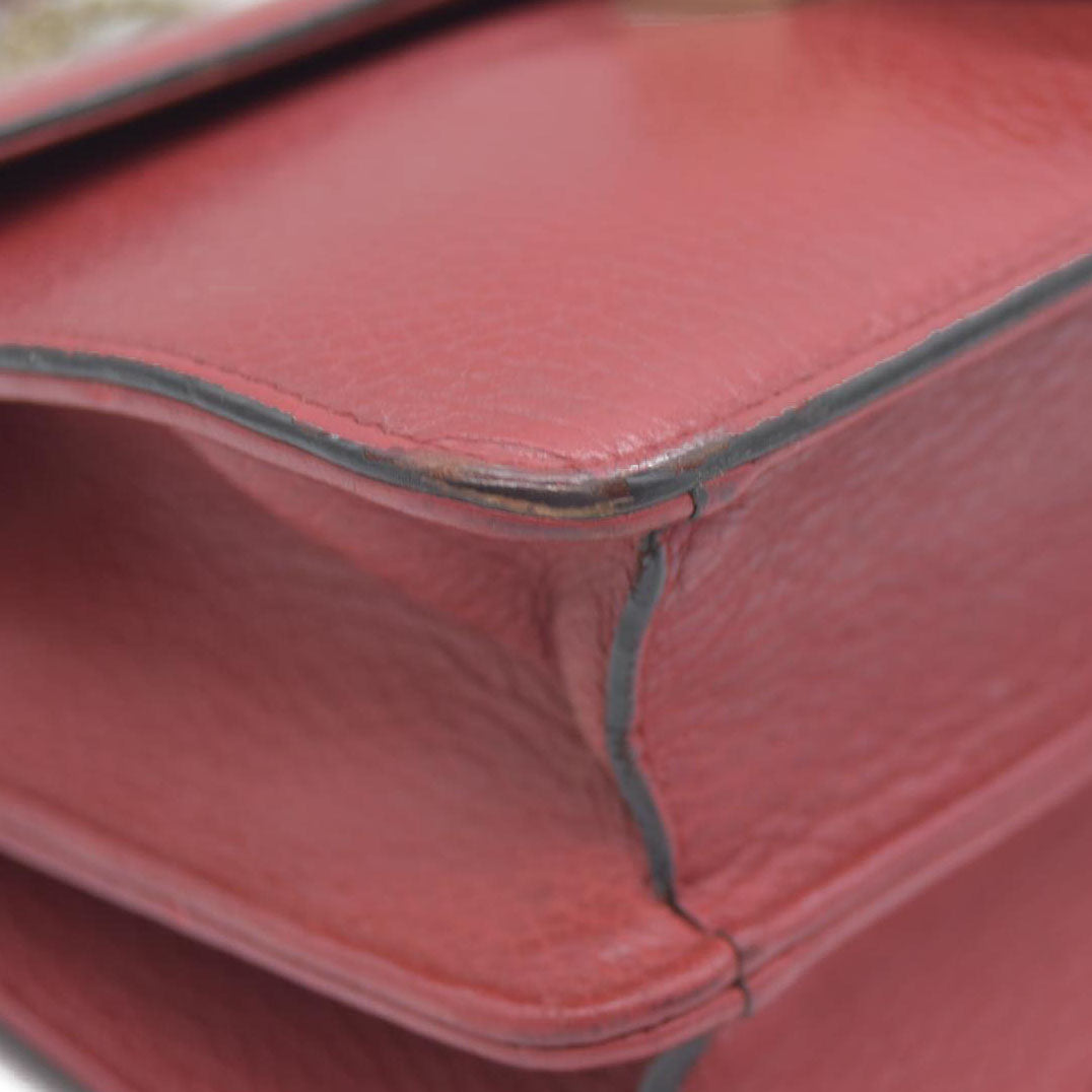 AUCTION $1550 Gucci  Dollar Calfskin Interlocking G Shoulder Bag Red