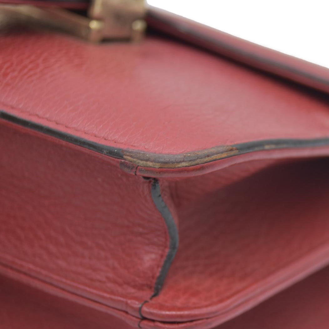 AUCTION $1550 Gucci  Dollar Calfskin Interlocking G Shoulder Bag Red