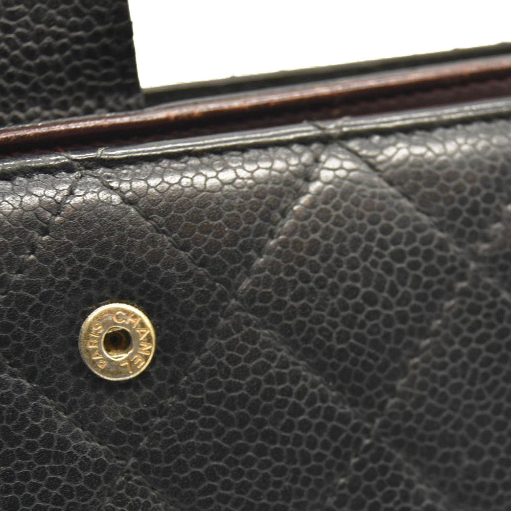 Chanel Caviar Stitched Long Wallet Black