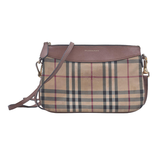 $695  WELL WORN Burberry Horseferry Check Peyton Crossbody Clutch Bag Black CONSIGNMENT