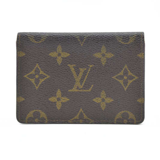 $350 Louis Vuitton Monogram Porte 2 Cartes Vertical Pass Card Case Brown 874A2