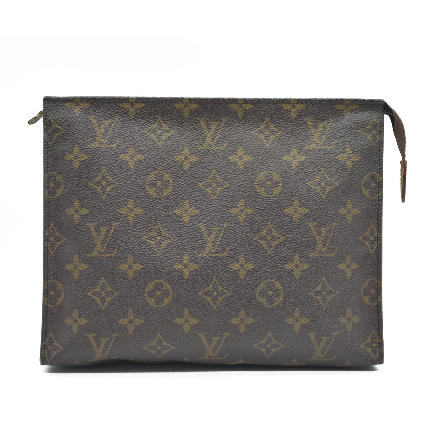 AUCTION $1050 Louis Vuitton Monogram Poche Toilette 26 Cosmetics Pouch Purse Brown 882TH