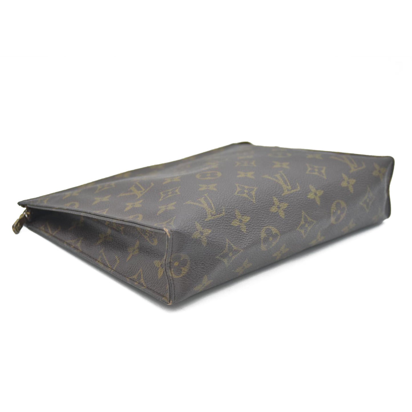 AUCTION $1050 Louis Vuitton Monogram Poche Toilette 26 Cosmetics Pouch Purse Brown 882TH