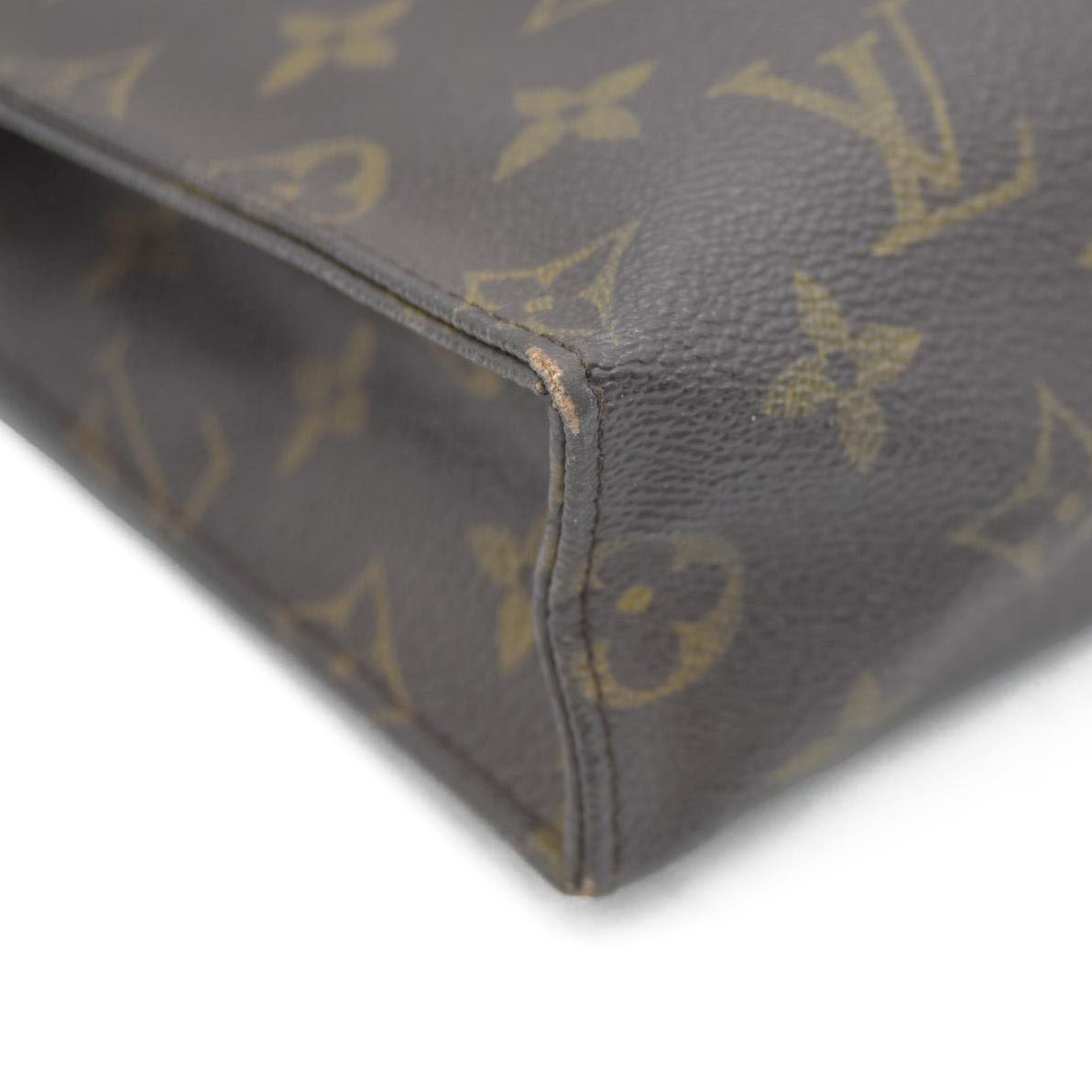 AUCTION $1050 Louis Vuitton Monogram Poche Toilette 26 Cosmetics Pouch Purse Brown 882TH