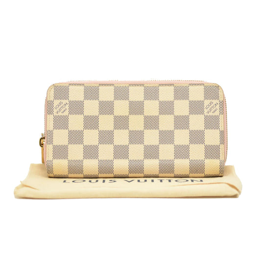 LOUIS VUITTON Damier Azur Zippy Wallet Rose Ballerine LM5119