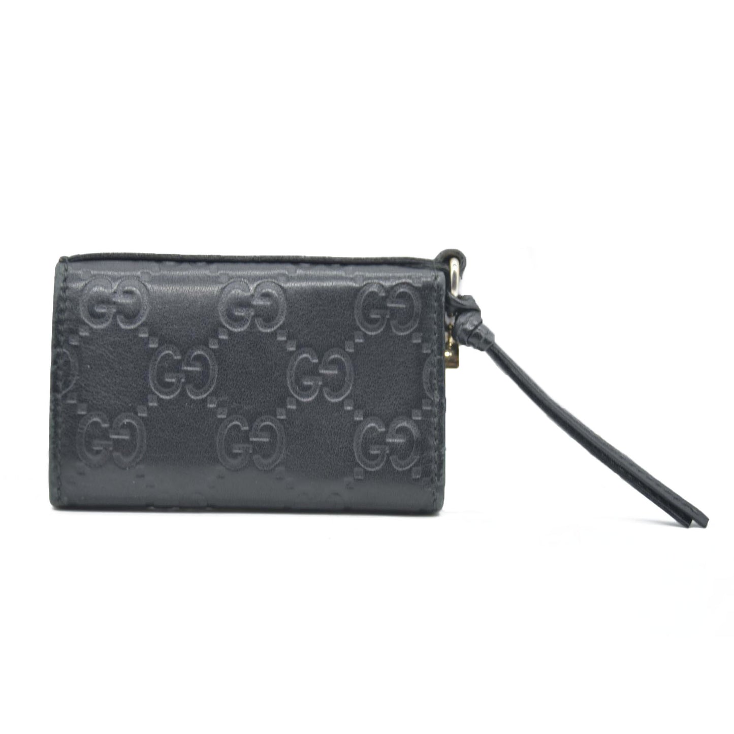 GUCCI Ssima Interlocking G GG Logo Leather 6 Rings Key Case Black