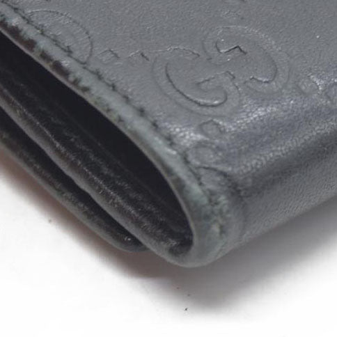 GUCCI Ssima Interlocking G GG Logo Leather 6 Rings Key Case Black