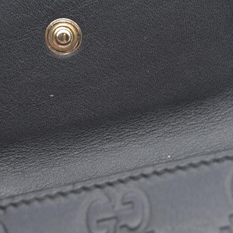 GUCCI Ssima Interlocking G GG Logo Leather 6 Rings Key Case Black