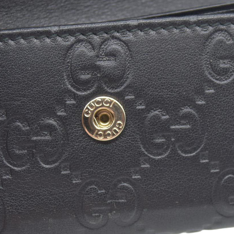 GUCCI Ssima Interlocking G GG Logo Leather 6 Rings Key Case Black