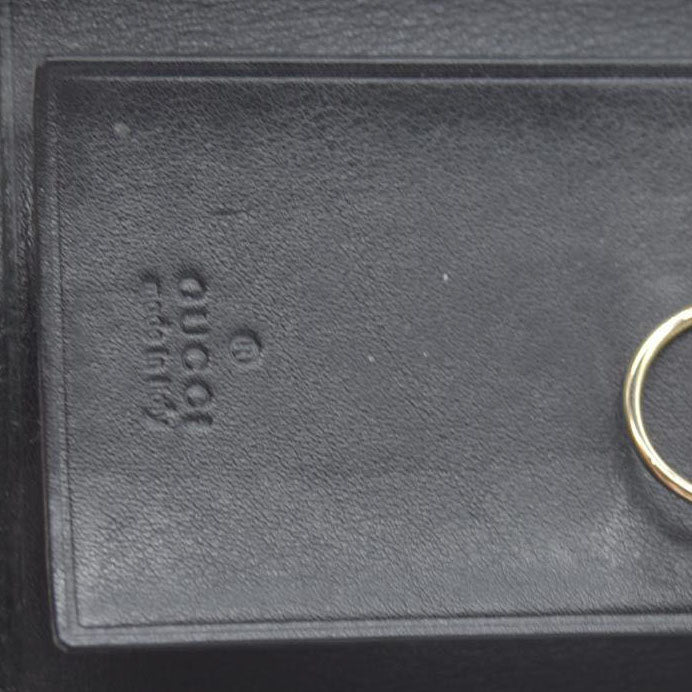 GUCCI Ssima Interlocking G GG Logo Leather 6 Rings Key Case Black