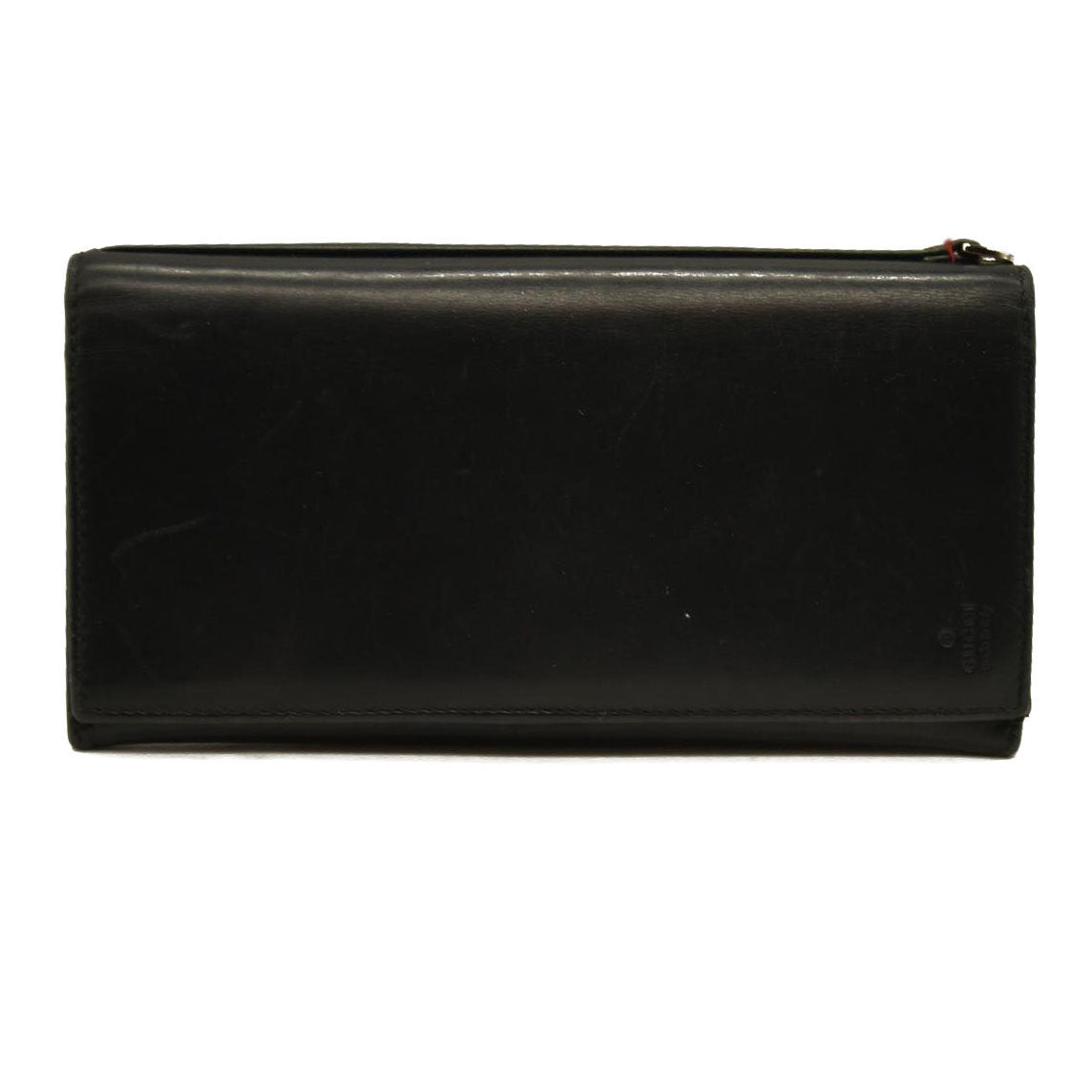 GUCCI Logo Leather Long Bifold Wallet Black