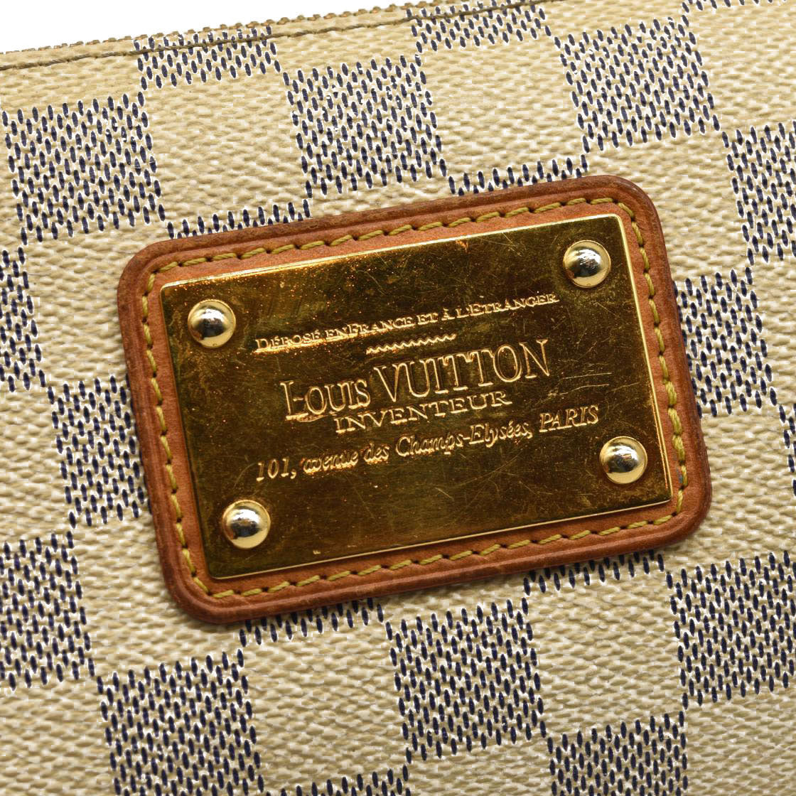 Louis Vuitton Damier Azur Eva Crossbody Shoulder Bag White Clutch Chain