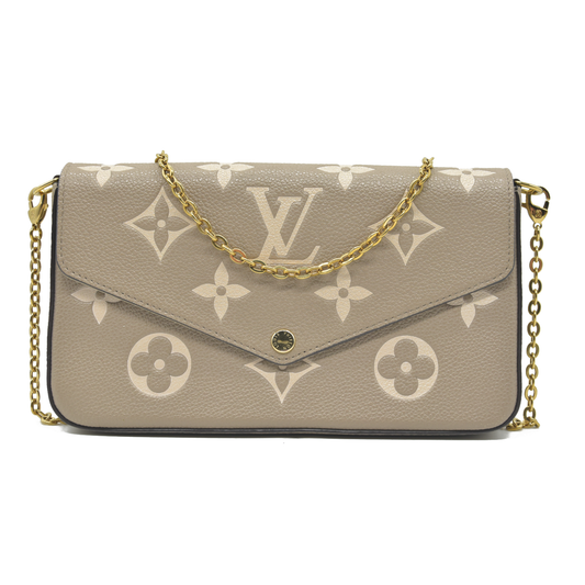 $1890 Louis Vuitton Empreinte Monogram Giant Felicie Pochette Tourterelle Creme