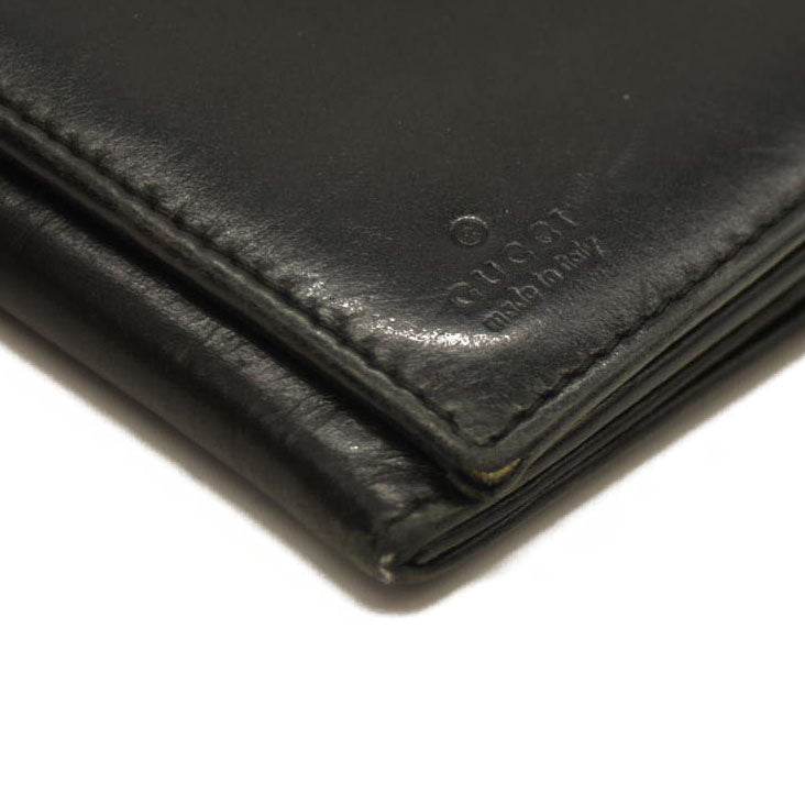 GUCCI Logo Leather Long Bifold Wallet Black