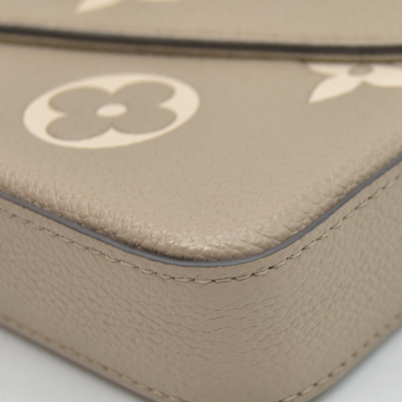 $1890 Louis Vuitton Empreinte Monogram Giant Felicie Pochette Tourterelle Creme