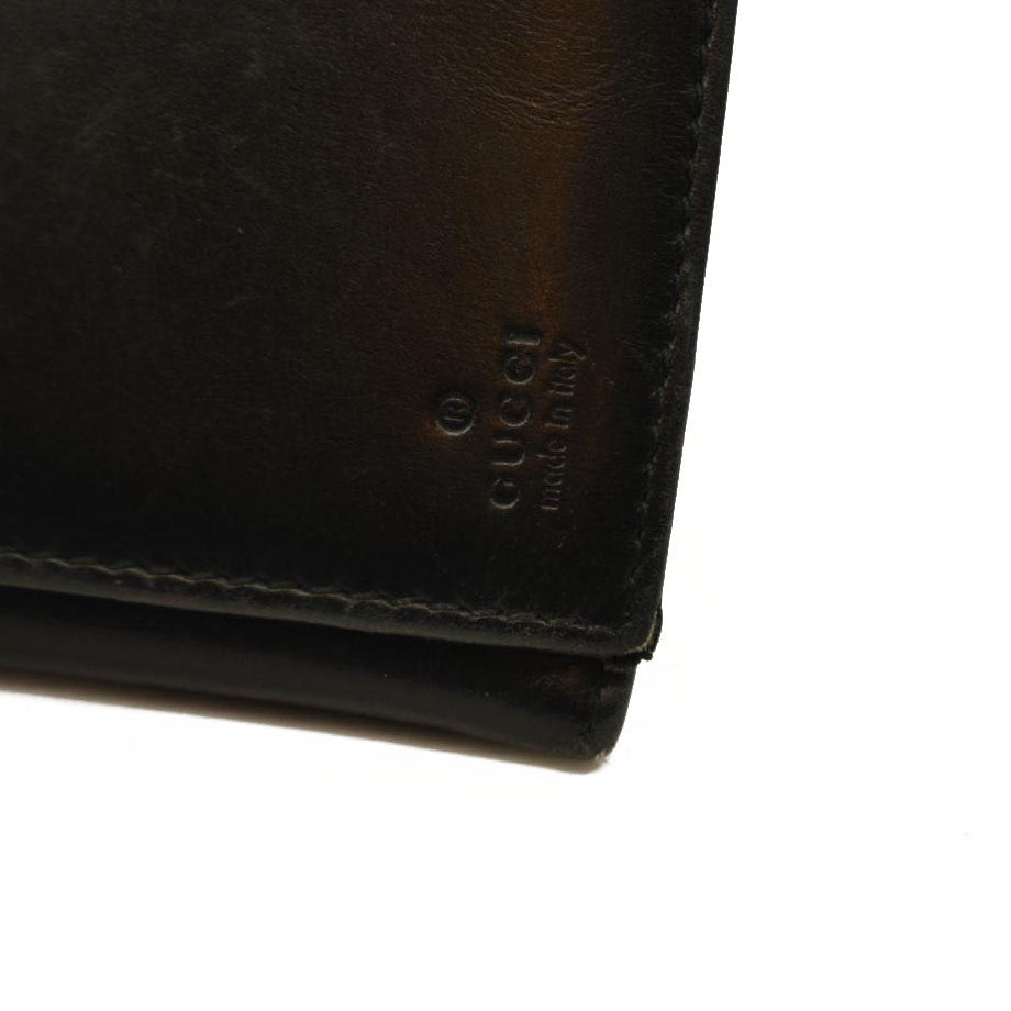 GUCCI Logo Leather Long Bifold Wallet Black
