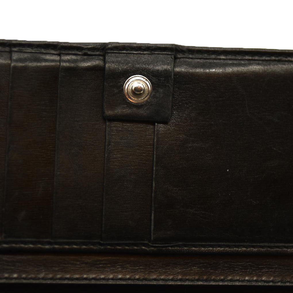 GUCCI Logo Leather Long Bifold Wallet Black
