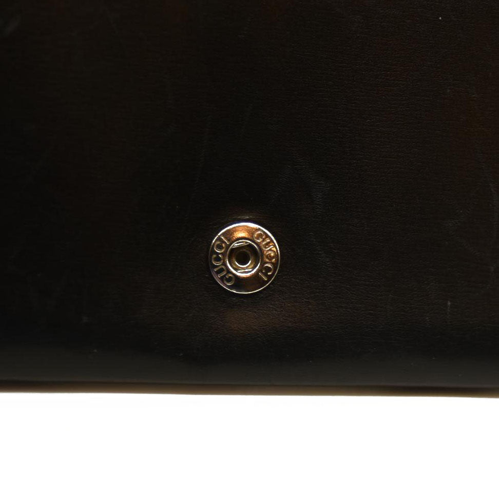 GUCCI Logo Leather Long Bifold Wallet Black