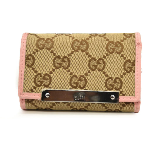 Gucci  GG Supreme Monogram 6 Key Holder Case Pink