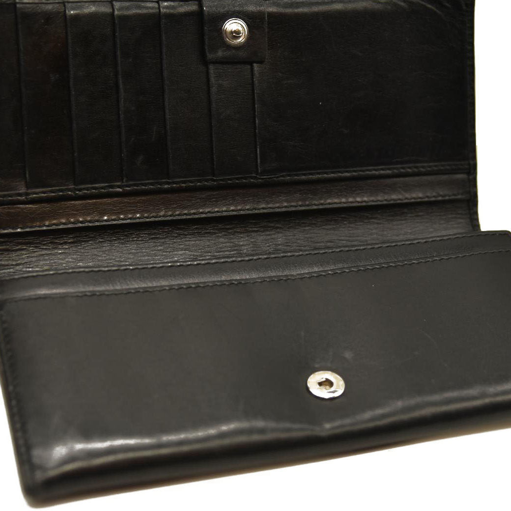 GUCCI Logo Leather Long Bifold Wallet Black