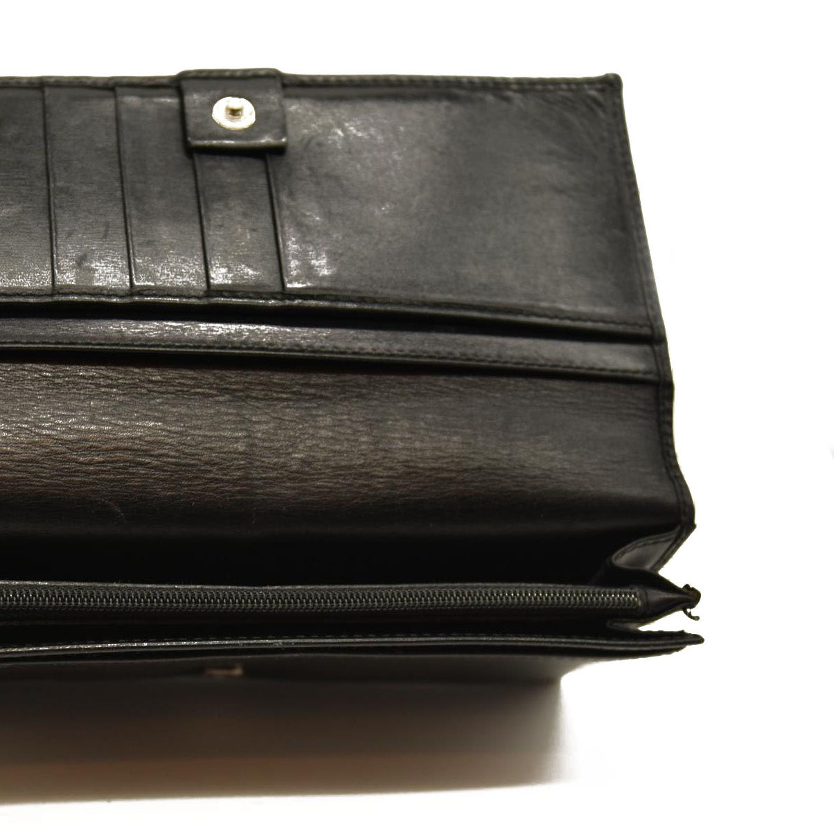 GUCCI Logo Leather Long Bifold Wallet Black