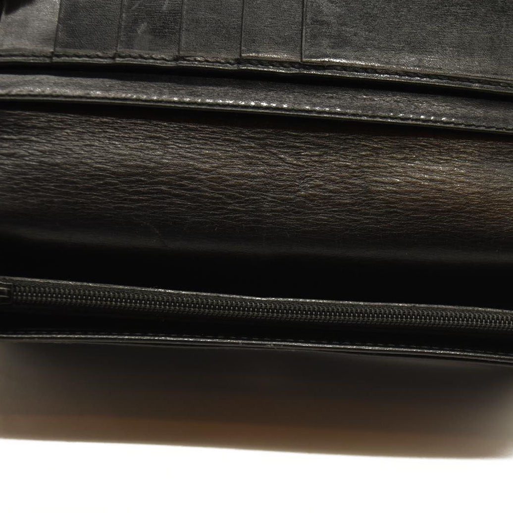 GUCCI Logo Leather Long Bifold Wallet Black