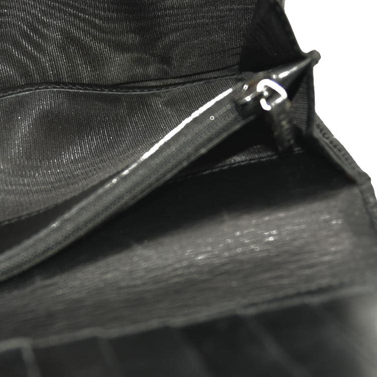 GUCCI Logo Leather Long Bifold Wallet Black