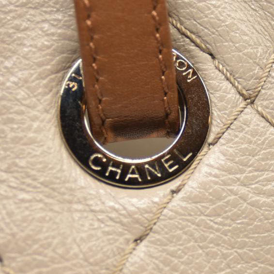 CHANEL Glazed Calfskin Large On The Road Tote Beige 15*