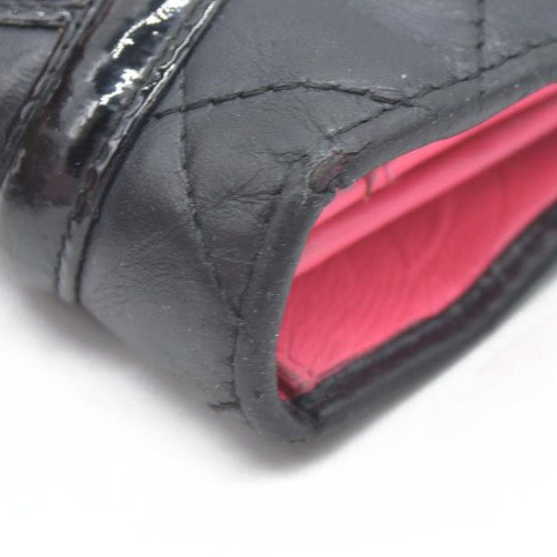 $1075 CHANEL Combon Line Lambskin Long Bifold Wallet Black