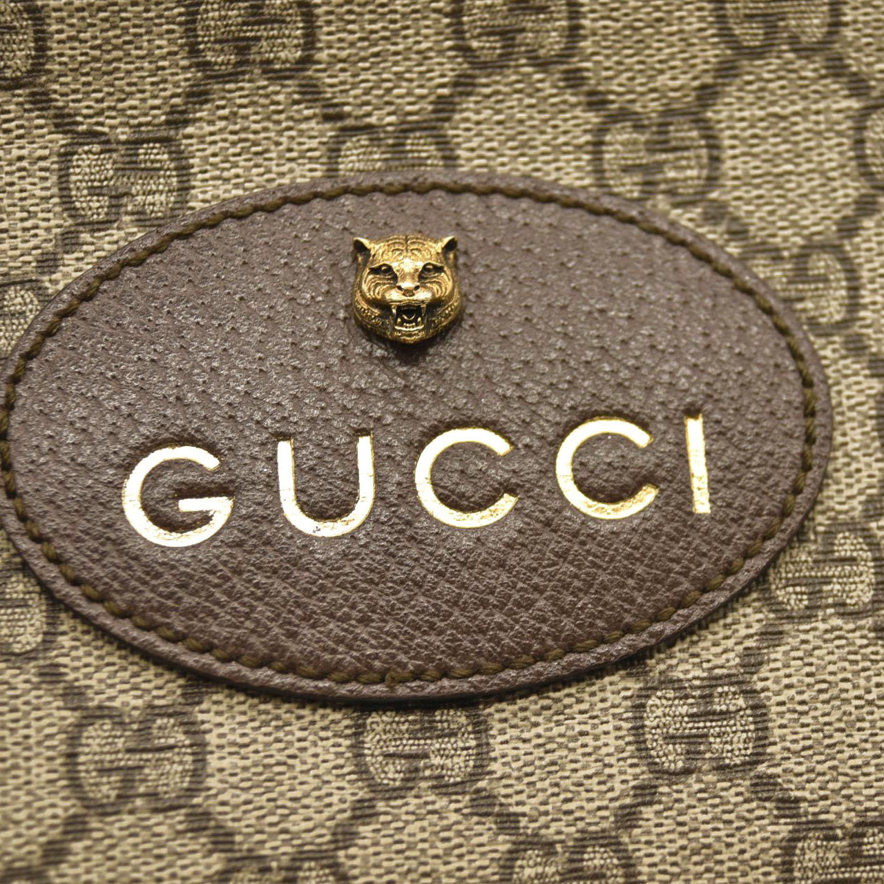 USED GUCCI GG Supreme Monogram Web Neo Vintage Shoulder Bag Beige New Acero Crop